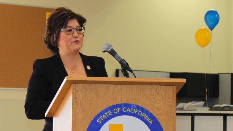 California DMV Director Jean Shiomoto is seen in a photo tweeted by the agency on Nov. 19, 2014.