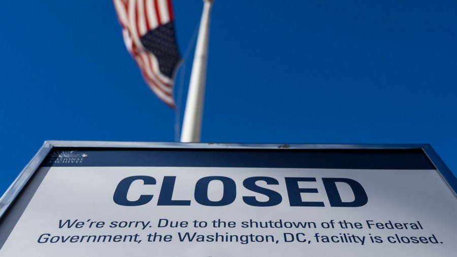 A sign is displayed on a government building that is closed because of a government shutdown in Washington, DC, on December 22, 2018. (Credit: ANDREW CABALLERO-REYNOLDS/AFP/Getty Images)