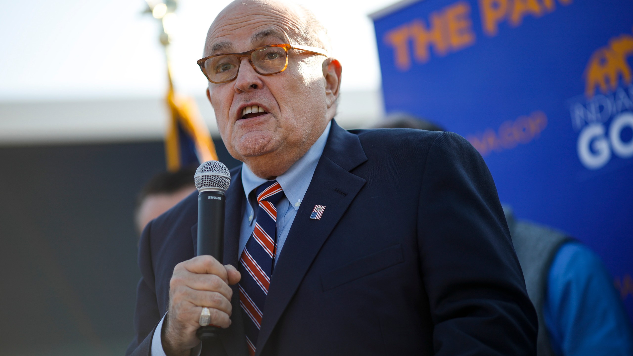 Former New York City Mayor Rudy Giuliani arrives to campaign for Republican Senate hopeful Mike Braun on November 3, 2018 in Franklin Township, Indiana. (Credit: Aaron P. Bernstein/Getty Images)