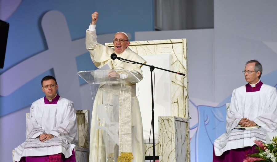 Pope Francis presides over an evening vigil with young people at the Campo San Juan Pablo II in Panama City, on Jan. 26, 2019.(Credit: Alberto Pizzoli/AFP/Getty Images)