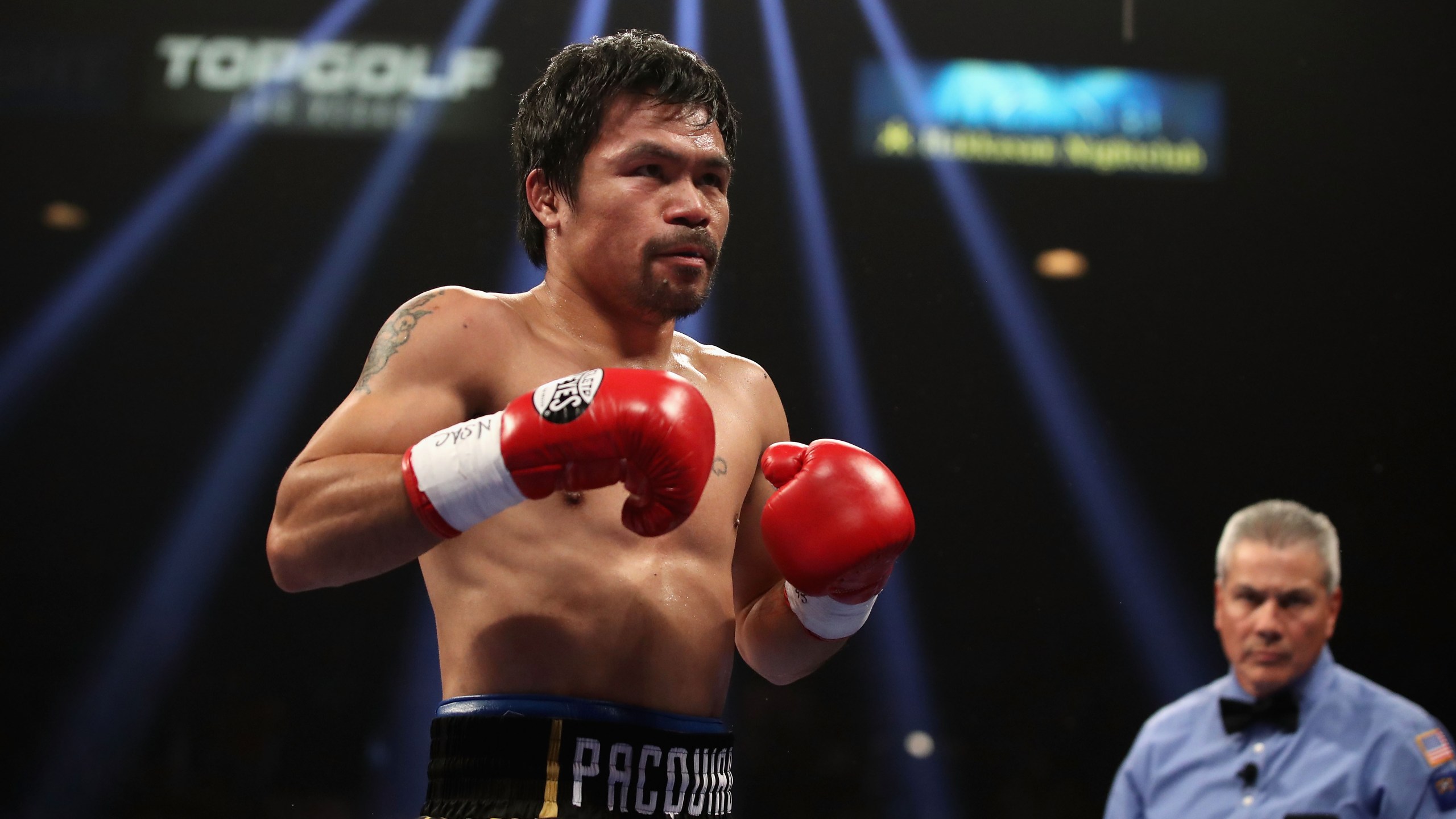 Manny Pacquiao in the ring during the WBA welterweight championship against Adrien Broner at MGM Grand Garden Arena in Las Vegas on Jan. 19, 2019. (Credit: Christian Petersen/Getty Images)