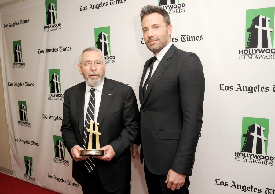 Actor Ben Affleck (R), winner of the Hollywood Ensemble Acting Award, poses with former CIA Officer Tony Mendez during the 16th Annual Hollywood Film Awards Gala presented by The Los Angeles Times held at The Beverly Hilton Hotel on October 22, 2012 in Beverly Hills, California. (Credit: Jason Merritt/Getty Images)