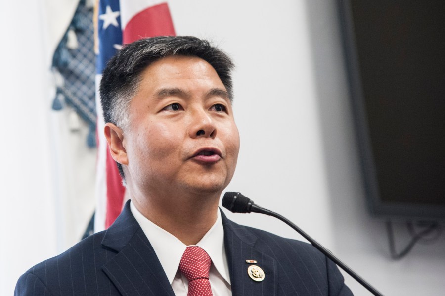 Representative Ted Lieu(D-CA) speaks during a Capitol Hill briefing to discuss "the silent suffering of American children and their left-behind parents who are victims of international parental child abduction" in the Cannon House Office Building on June 25, 2015 in Washington DC. (Credit: Kris Connor/ Getty Images)