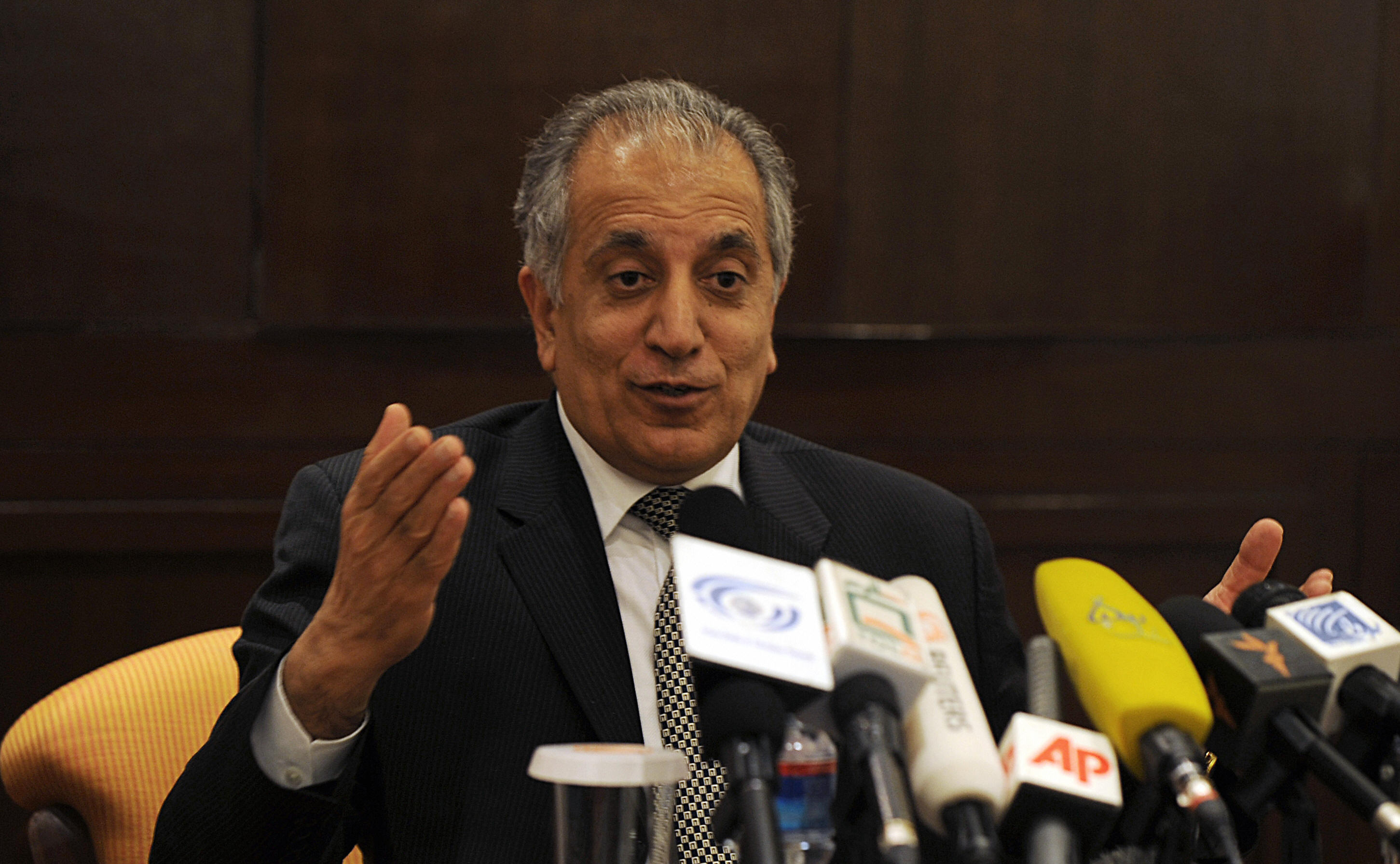 Zalmay Khalilzad at a press conference in Kabul on March 12, 2009. (Credit: Massoud Hossani/AFP/Getty Images)