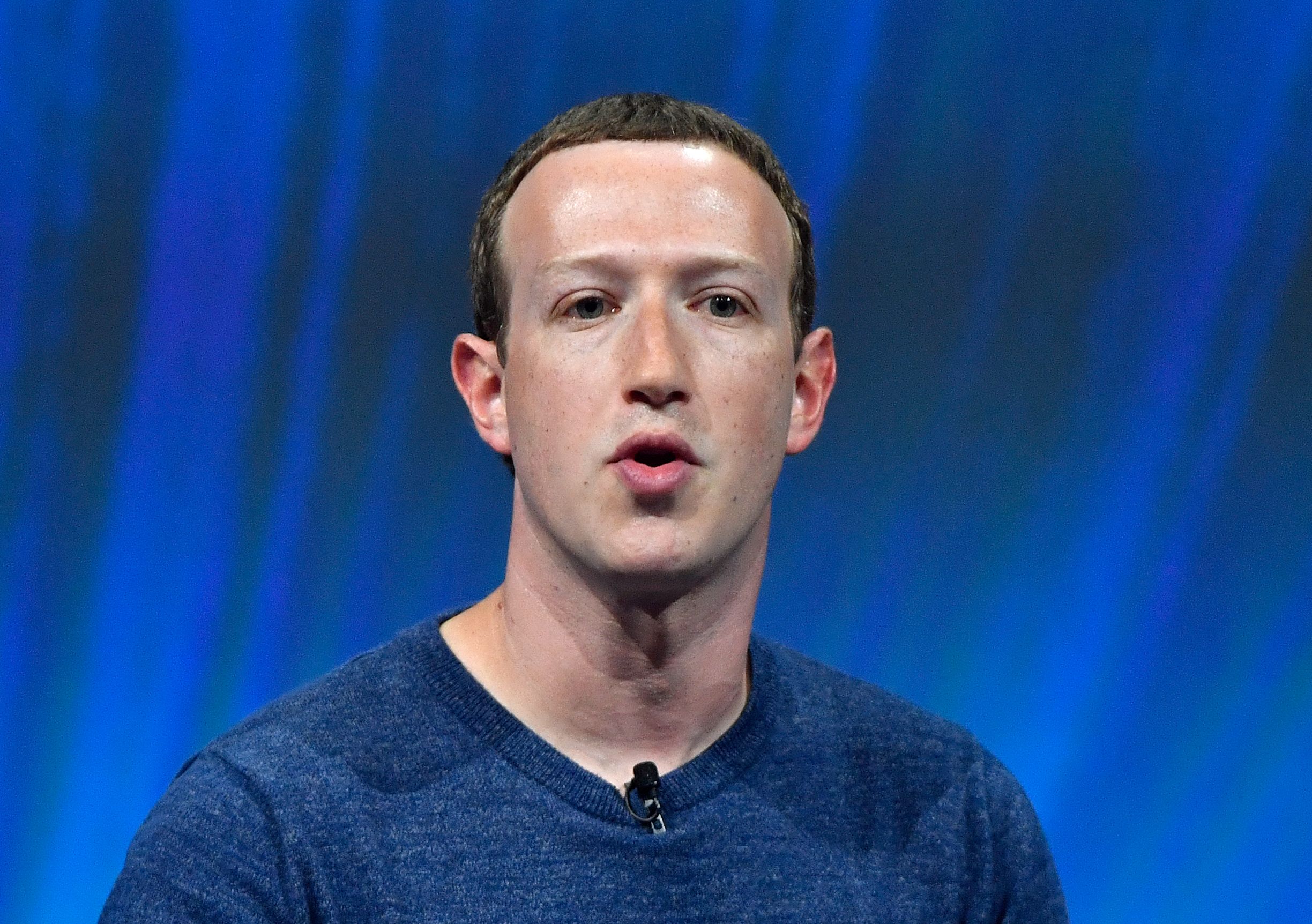 Facebook's CEO Mark Zuckerberg delivers his speech during the VivaTech (Viva Technology) trade fair in Paris, on May 24, 2018. (Credit: GERARD JULIEN/AFP/Getty Images)