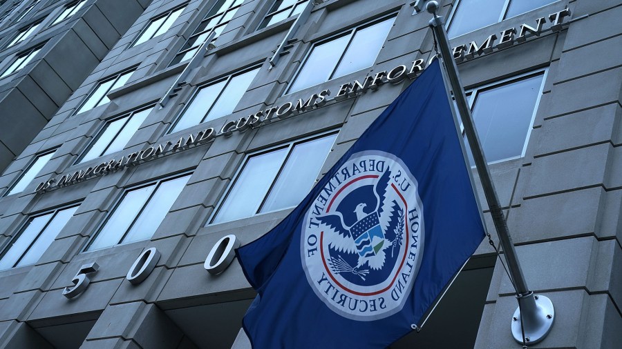 An exterior view of U.S. Immigration and Customs Enforcement (ICE) agency headquarters is seen on July 6, 2018, in Washington, DC. (Credit: Alex Wong/Getty Images)