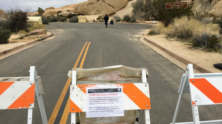 A campground closed notice at Joshua Tree National Park in California. (Credit: U.S. National Park Service)