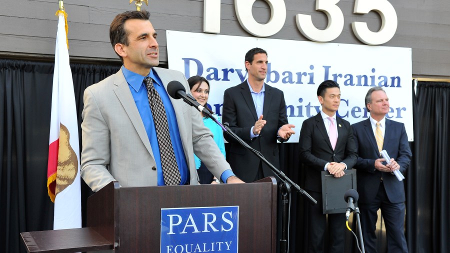 Mayor Sam Liccardo speaks at the Pars Equality Center's Daryabari Iranian Community Center Opening on April 16, 2015 in San Jose. (Photo by Steve Jennings/Getty Images for PARS EQUALITY CENTER)