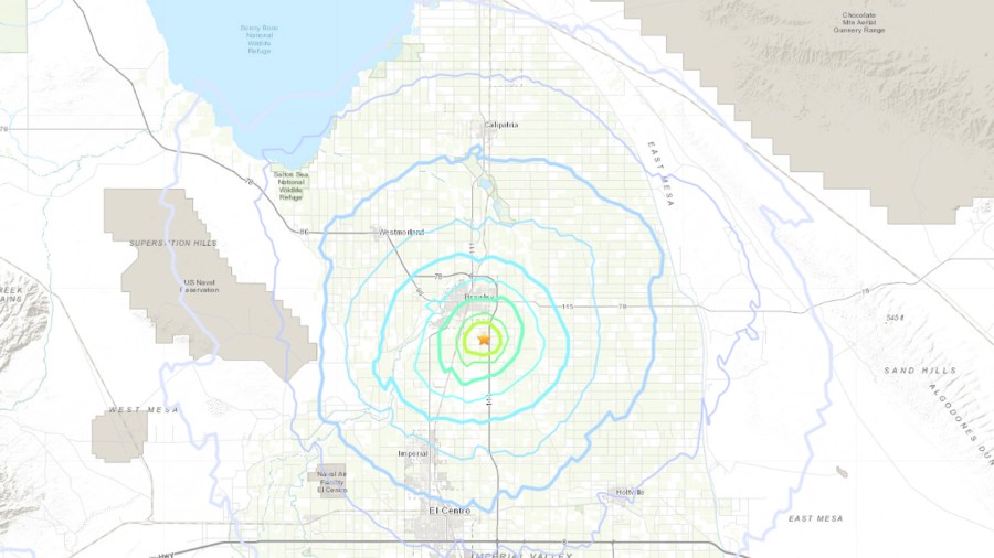 The largest temblor was a magnitude 3.6 that struck 3.6 quake in Brawley. (Credit: U.S. Geological Survey)