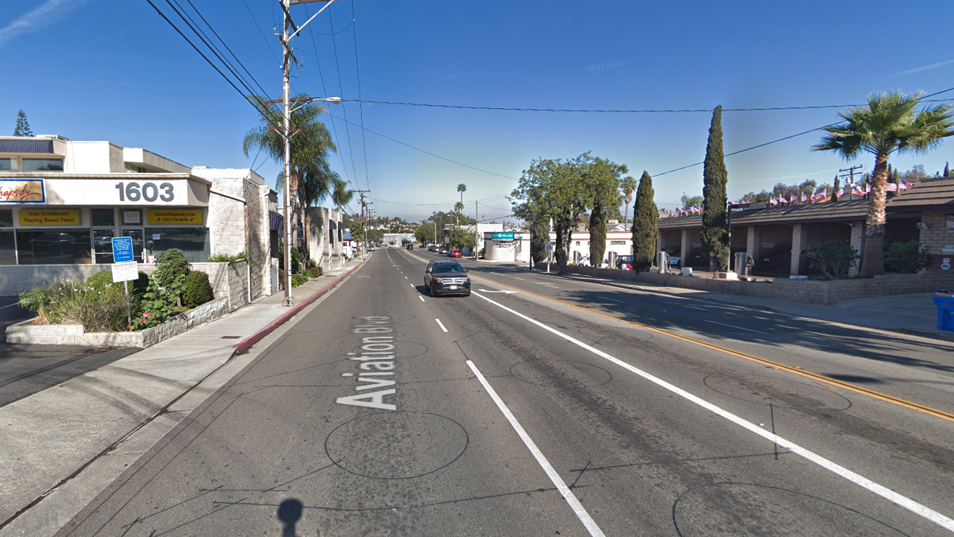 The 1600 block of Aviation Boulevard in Redondo Beach, as seen in a Google Street View image in January of 2018.