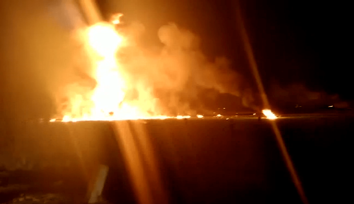 A huge fire exploded at a fuel pipeline in the state of Hidalgo, Mexico, on Jan. 18, 2019. (Credit: TV Azteca via CNN)