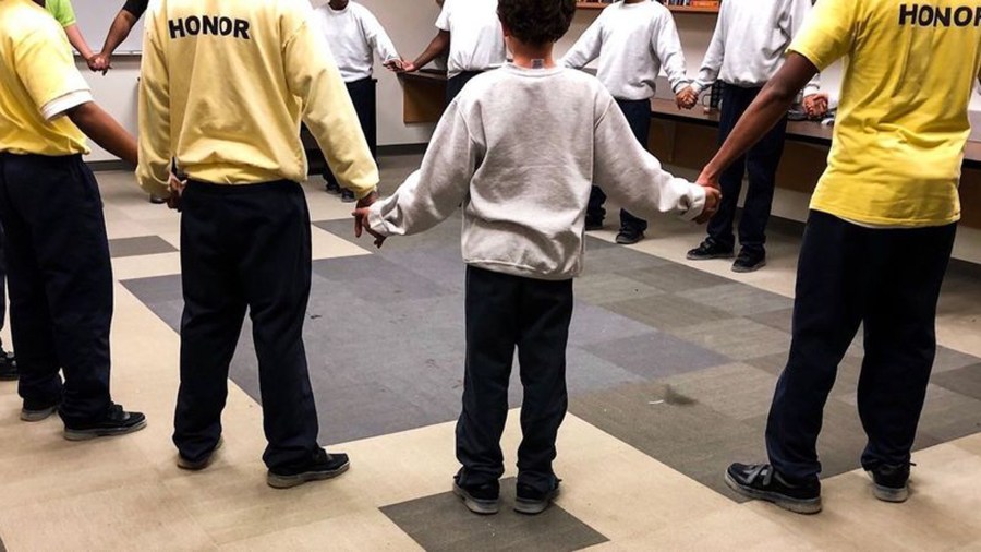 Teens practice team-building exercises at a juvenile hall operated by the Sacramento County Probation Department. (Credit: Jazmine Ulloa/ LA Times)