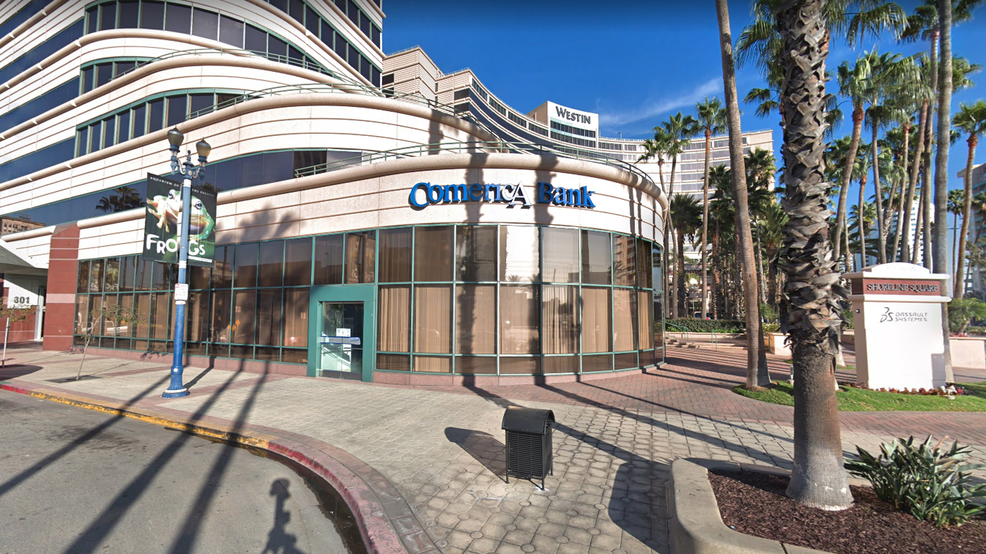 Comerica Bank, 301 East Ocean Ave. in Long Beach, as viewed in a Google Street View image in December of 2017.