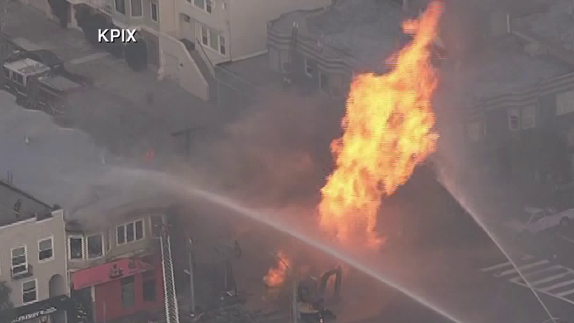 Firefighters battled a blaze in San Francisco on Feb. 6, 2019. (Credit: KPIX)