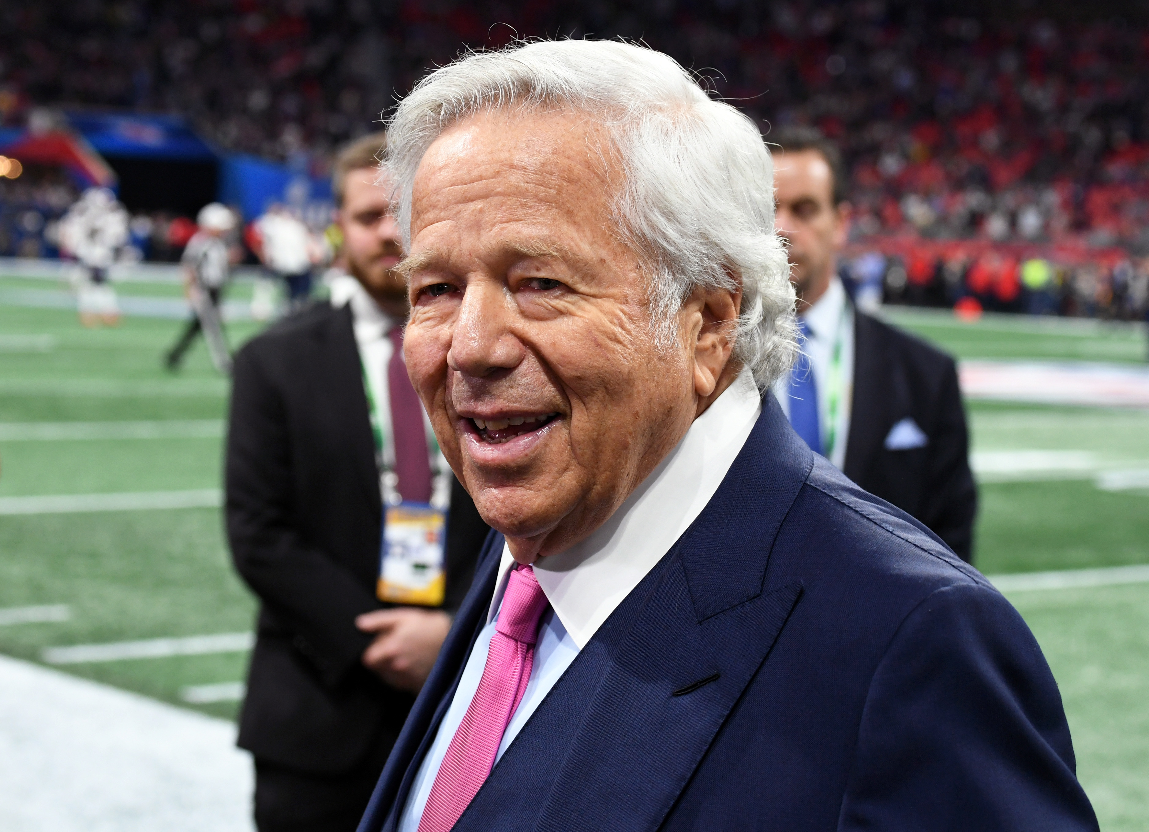 New England Patriots owner Robert Kraft attends the Super Bowl LIII Pregame at Mercedes-Benz Stadium on February 3, 2019 in Atlanta, Georgia. (Credit: Kevin Winter/Getty Images)