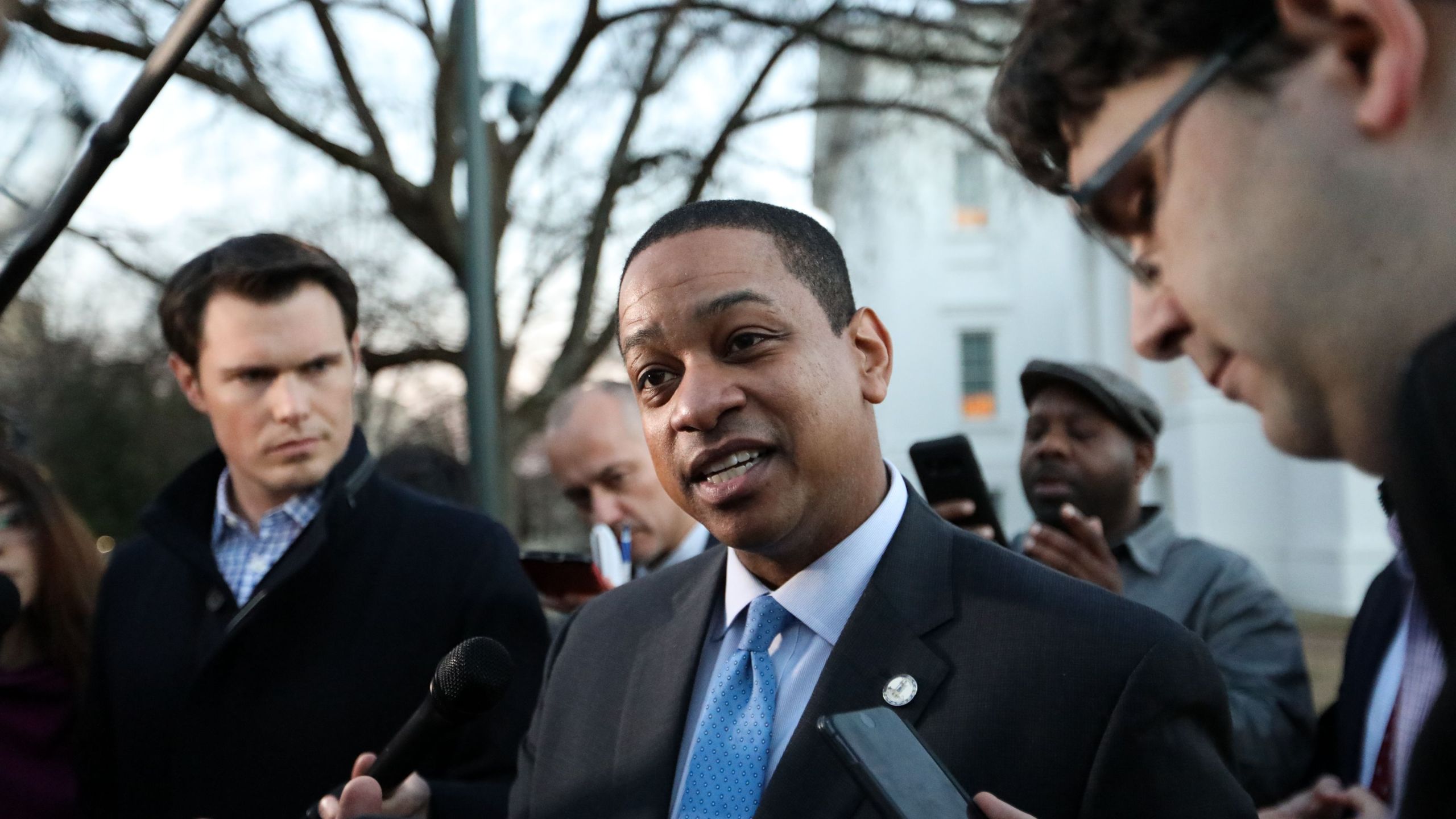 Virginia Lt. Gov. Justin Fairfax addresses the media about a sexual assualt allegation from 2004 outside of the capital building in downtown Richmond on Feb. 4, 2019. (Credit: LOGAN CYRUS/AFP/Getty Images)