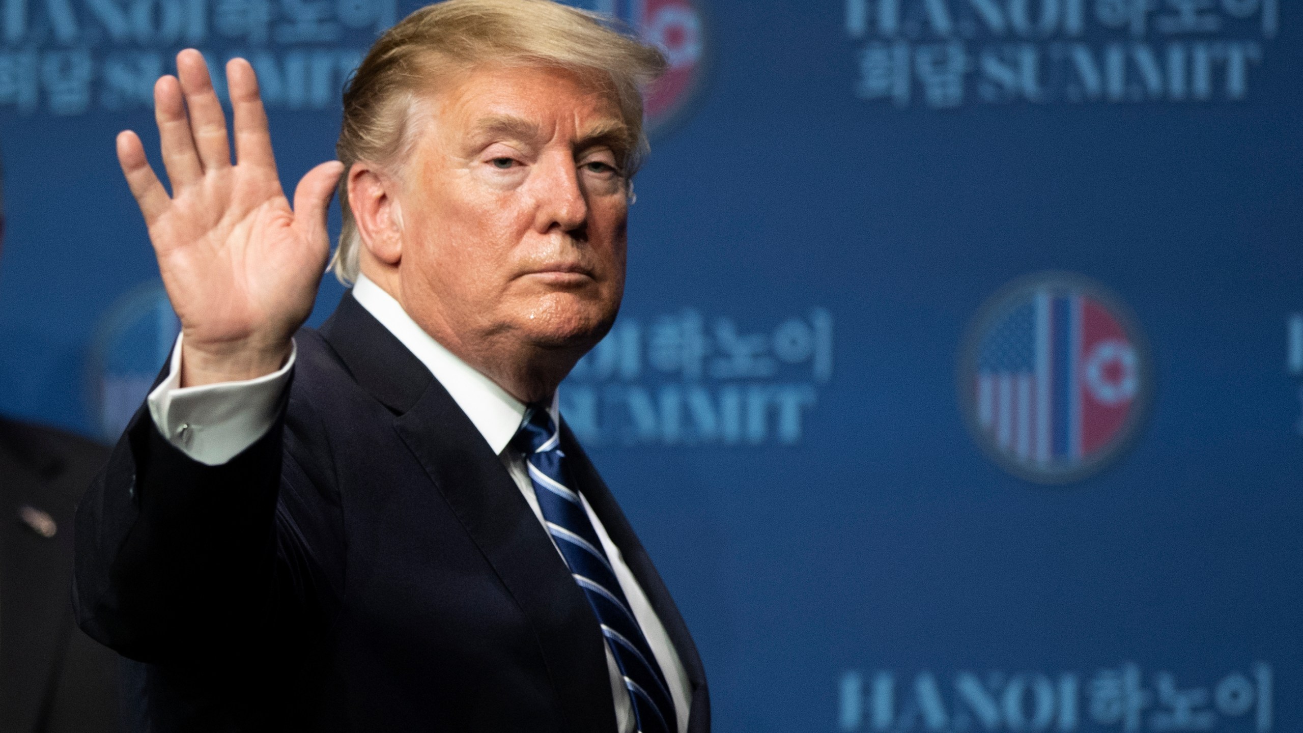 U.S. President Donald Trump attends a news conference following his second summit meeting with North Korean leader Kim Jong-un on February 28, 2019 in Hanoi, Vietnam. (Credit: Tuan Mark/Getty Images)