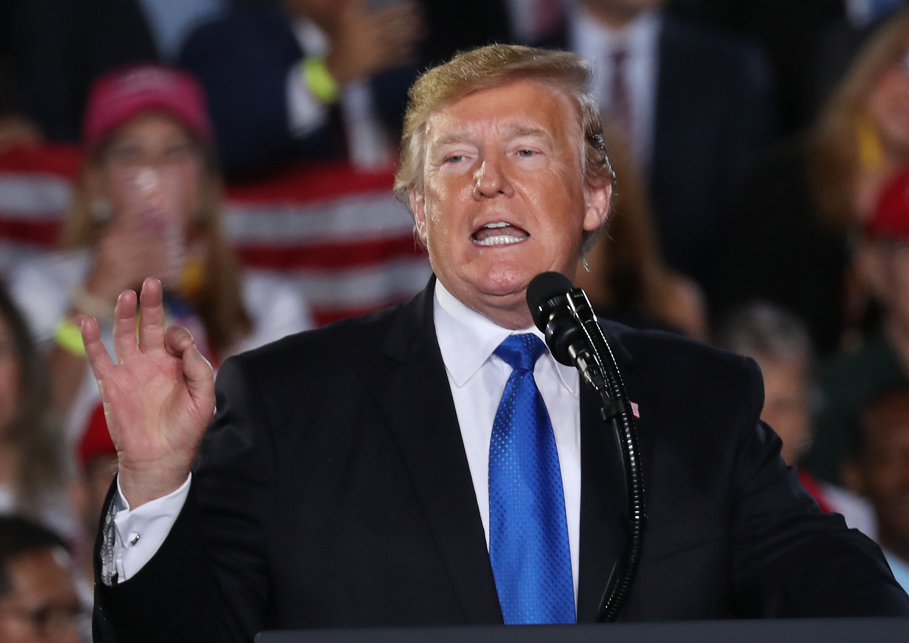 President Donald Trump speaks during a rally at Florida International University on Feb. 18, 2019 in Miami, Florida.(Credit: Joe Raedle/Getty Images)