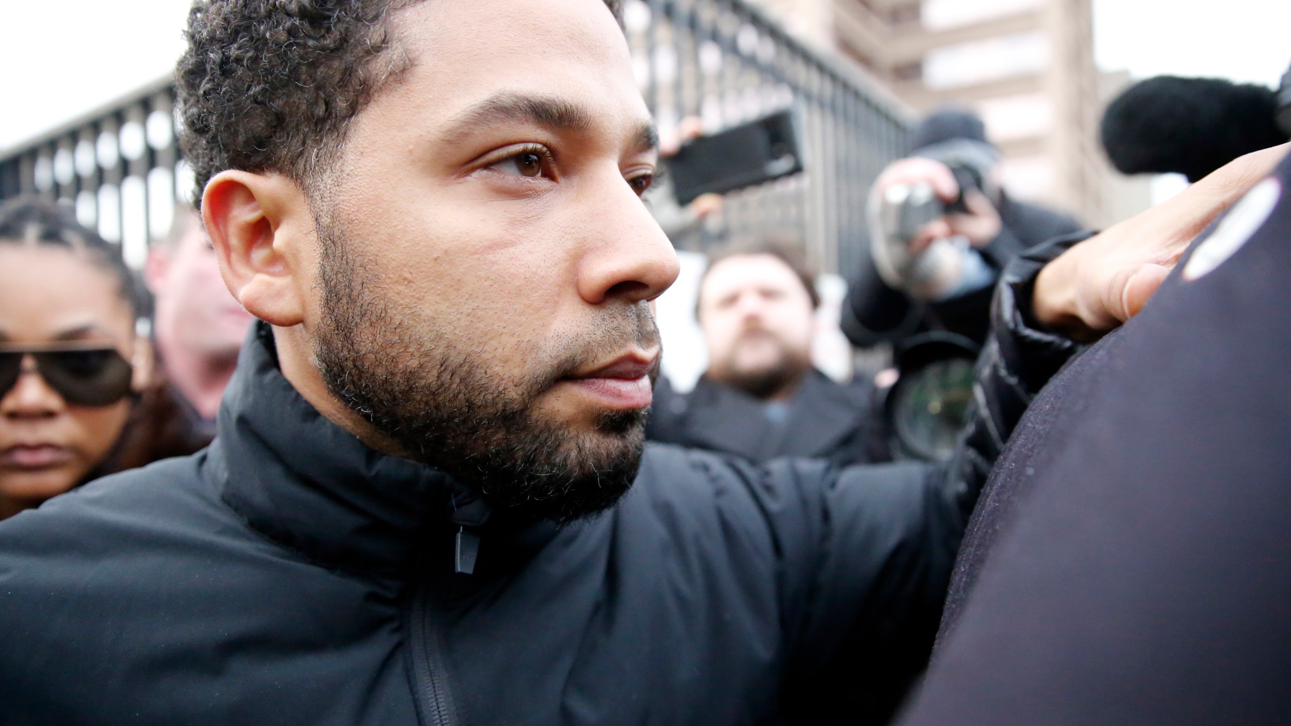 Empire actor Jussie Smollett leaves Cook County jail after posting bond on February 21, 2019 in Chicago, Illinois. (Credit: Nuccio DiNuzzo/Getty Images)