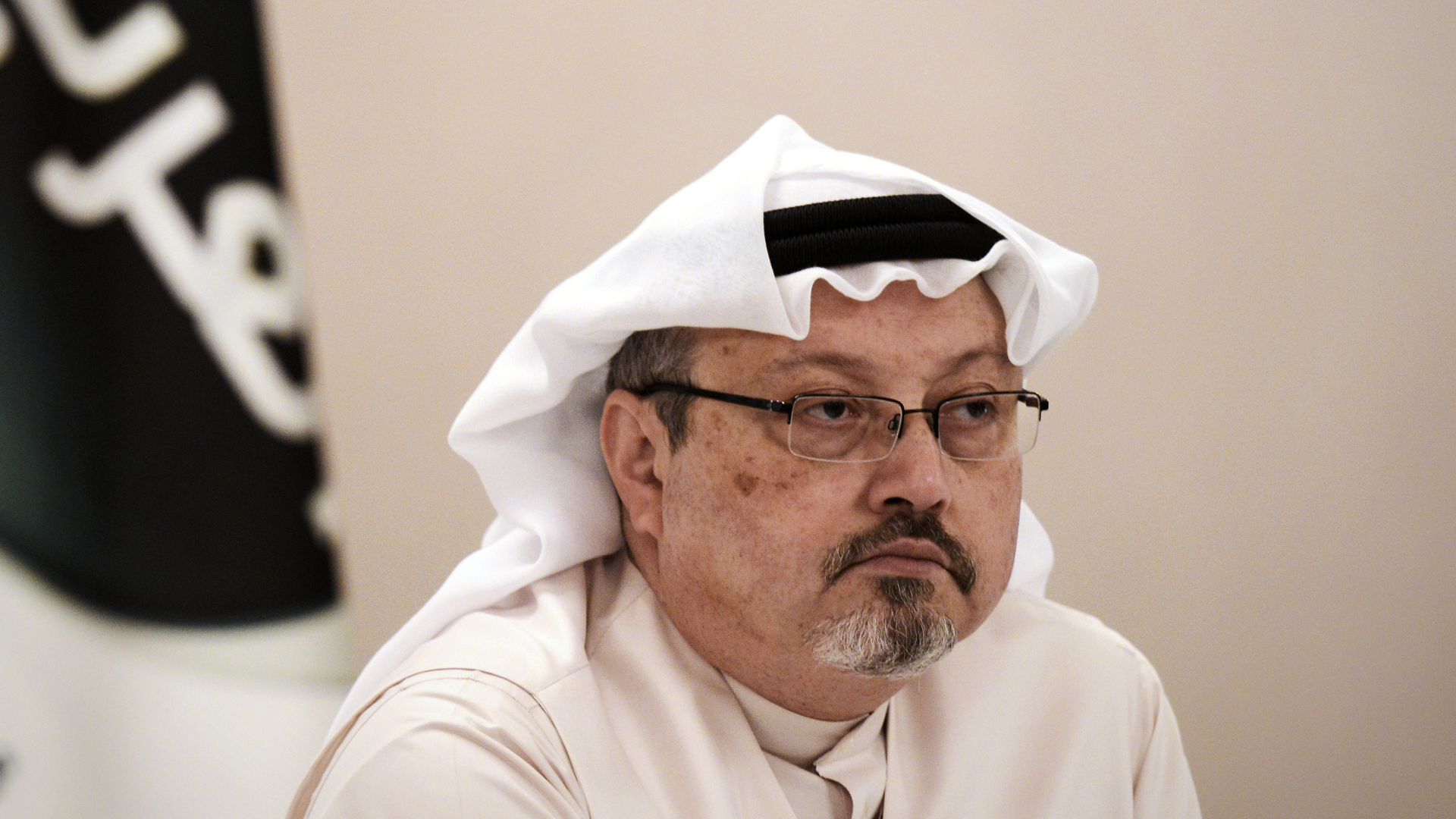 Jamal Khashoggi looks on during a press conference in Bahraini on Dec. 15, 2014. (Credit: Mohammed Al-Shaikh/AFP/Getty Images)