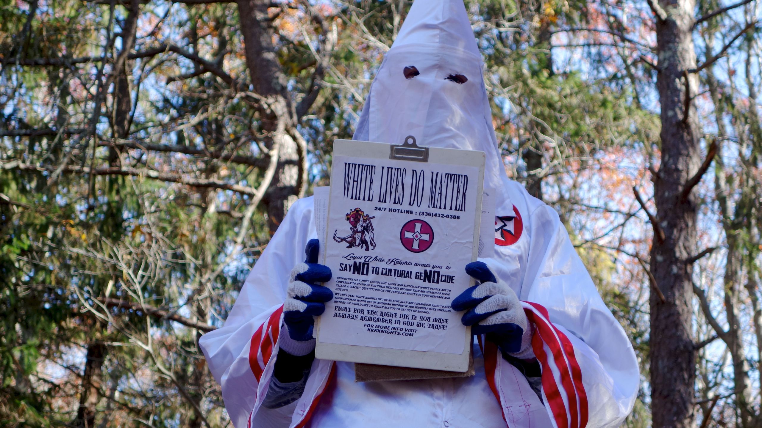 A member of the Ku Klux Klan who says his name is Gary Munker poses for a photo during an interview with AFP in Hampton Bays, New York on Nov. 22, 2016. (Credit: WILLIAM EDWARDS/AFP/Getty Images)