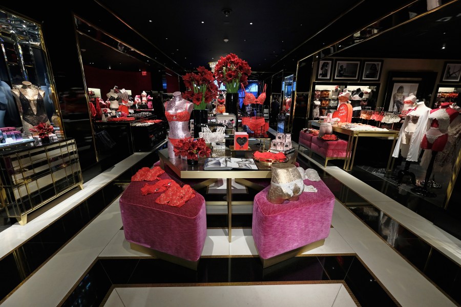 A general view of lingerie on display inside a Victoria's Secret store at 640 5th Avenue on Feb. 7, 2017 in New York City. (Credit: Dimitrios Kambouris/Getty Images for Victoria's Secret)