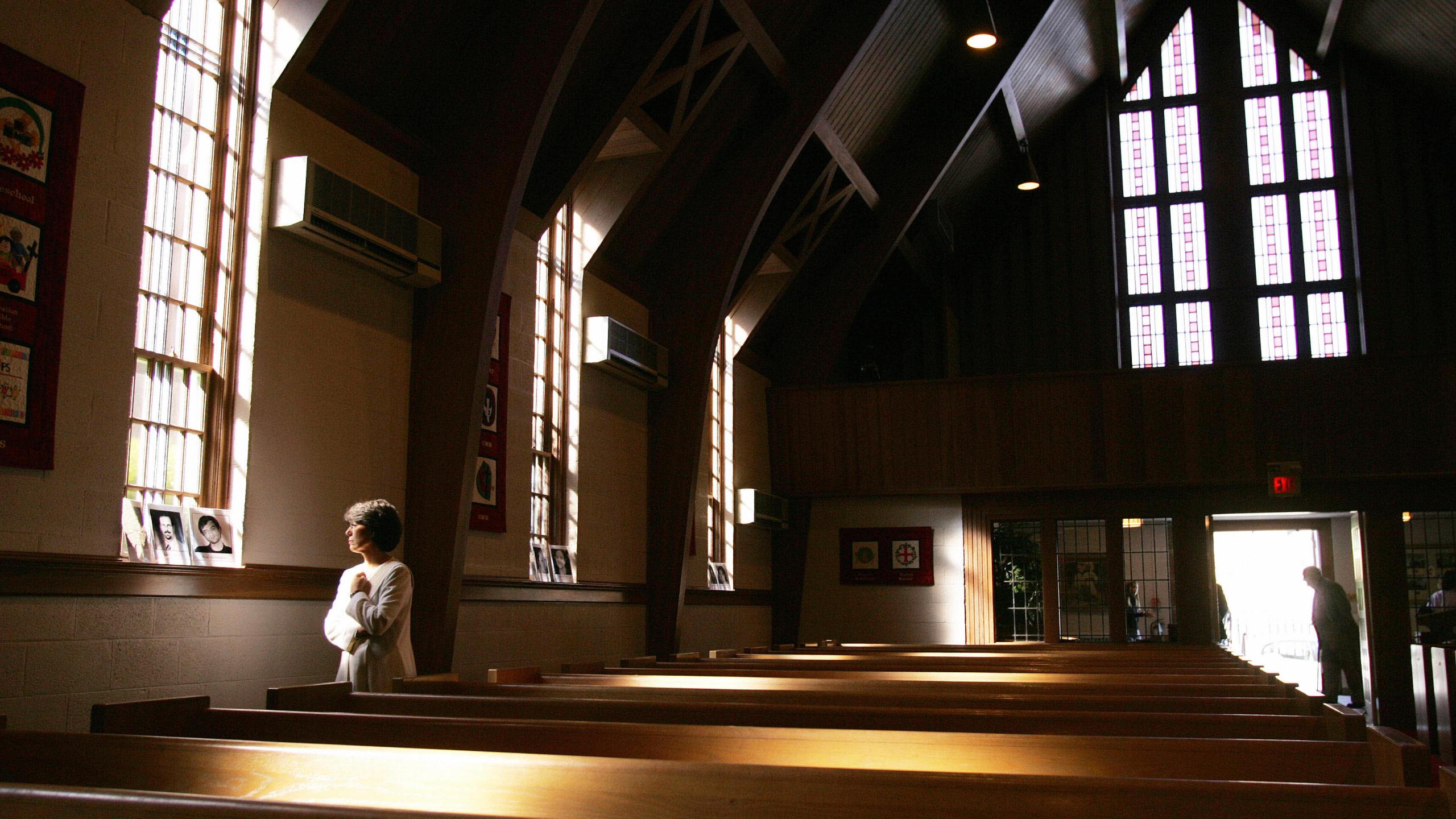 Reverend Leigh Anne Taylor prepares for Sunday morning church services at Blacksburg United Methodist Church in Blacksburg, Virginia. (Credit: TIM SLOAN/AFP/Getty Images)