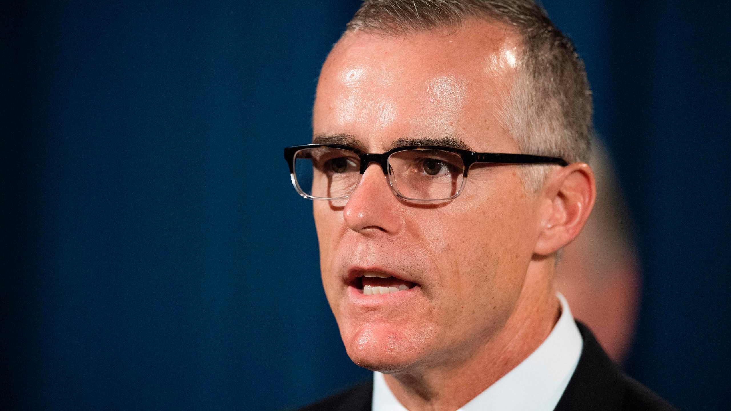 Acting Director of the Federal Bureau of Investigation (FBI) Andrew McCabe speaks during a press conference at the US Department of Justice in Washington, DC, on July 13, 2017. (Credit: JIM WATSON/AFP/Getty Images)