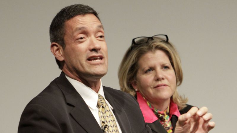 West Hollywood Mayor John Duran is pictured with Pamela Conley Ulich in 2014. (Credit: Lawrence K. Ho / Los Angeles Times)