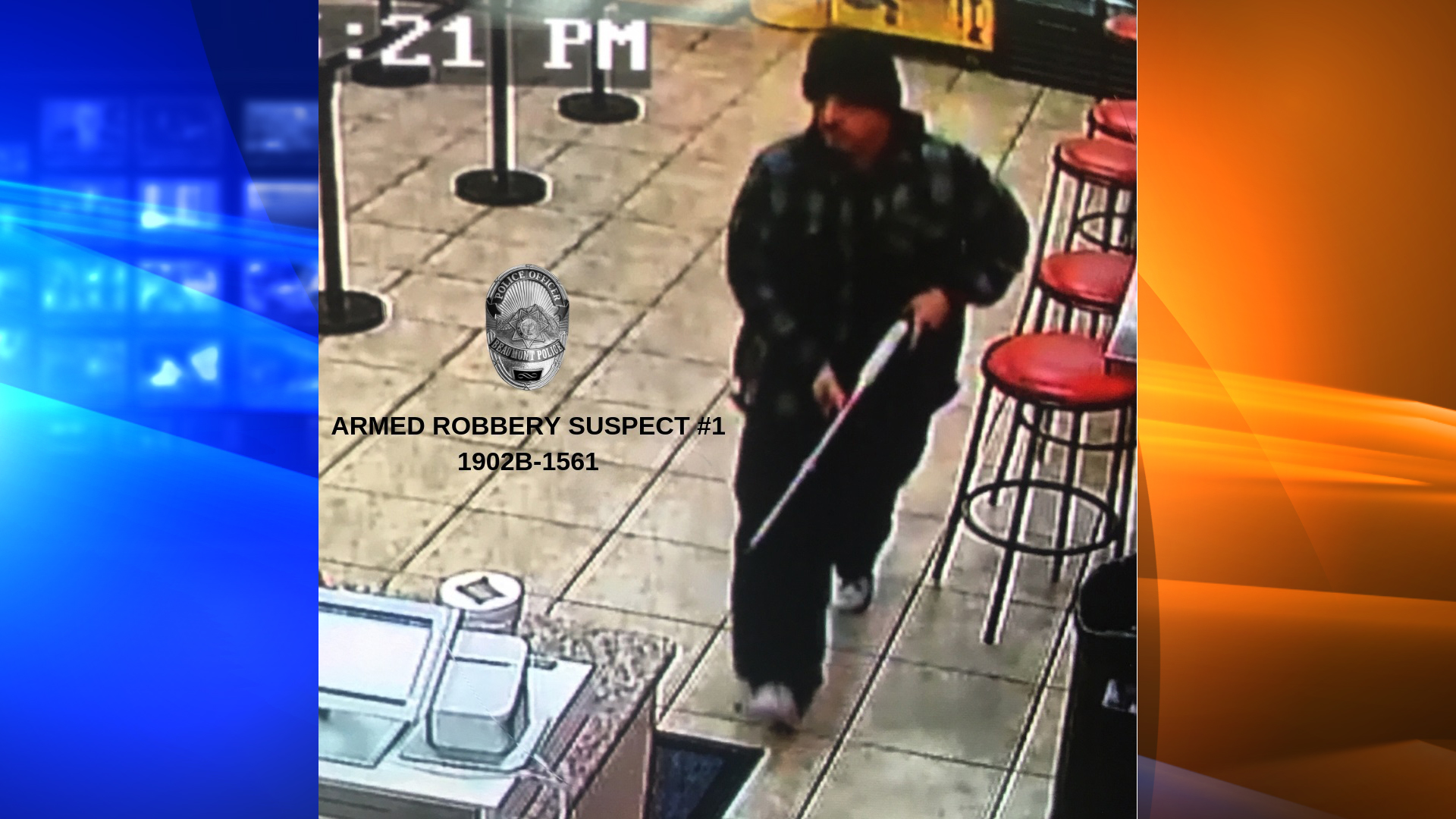 A shotgun-wielding man held up a Beaumont business on Feb. 17, 2019. (Credit: Beaumont Police Department)