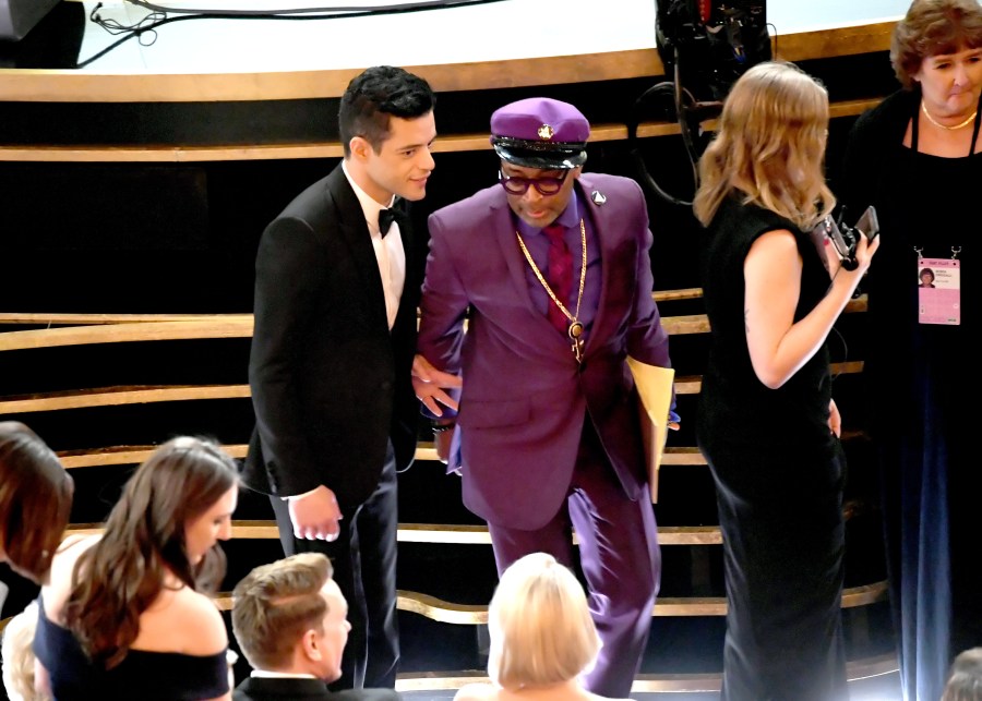 (L-R) Rami Malek and Spike Lee during the 91st Annual Academy Awards at Dolby Theatre on February 24, 2019 in Hollywood, California. (Credit: Kevin Winter/Getty Images)