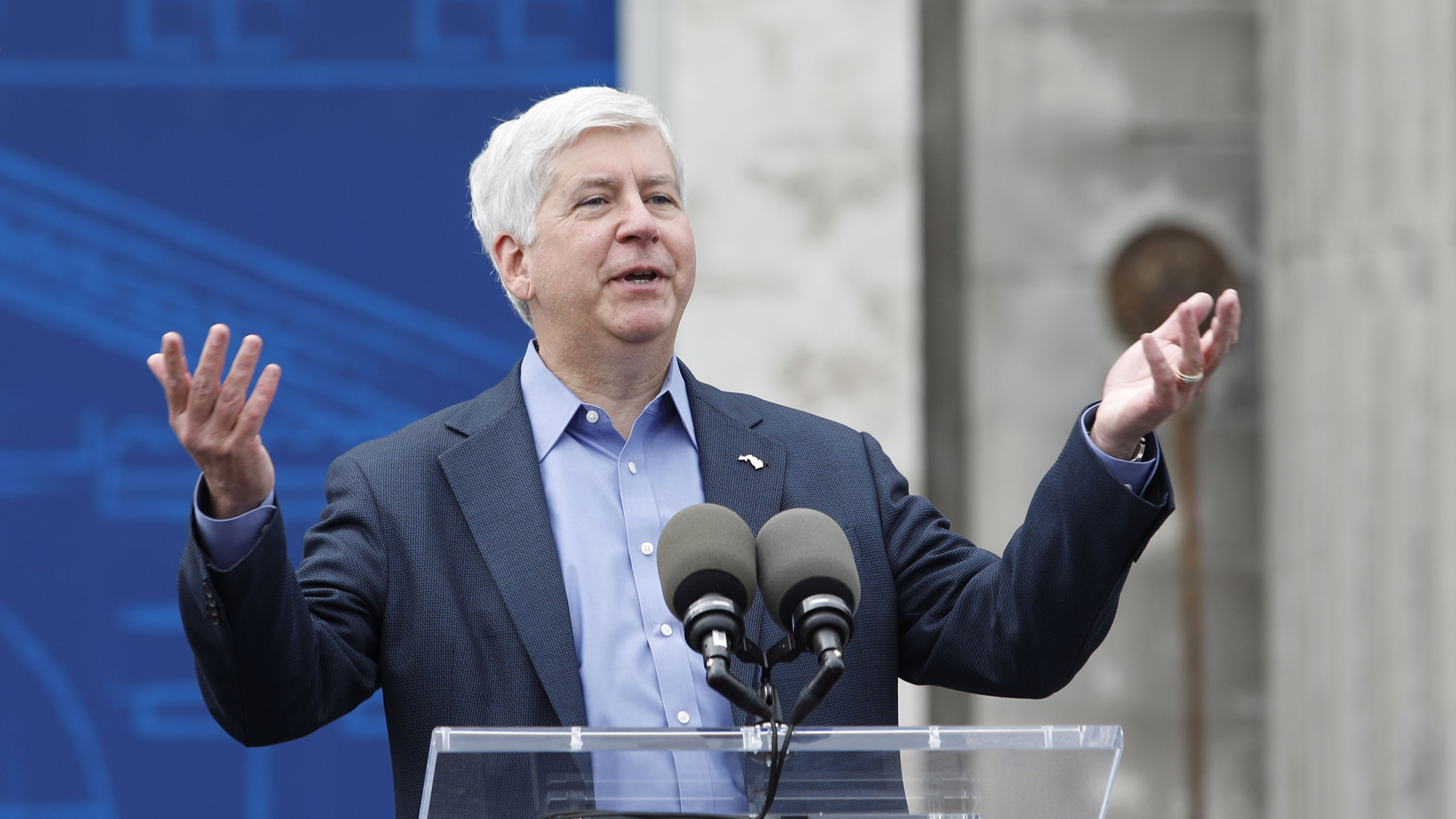 Michigan Governor Rick Snyder speaks at a press conference on June 19, 2018 in Detroit. (Credit: Bill Pugliano/Getty Images)