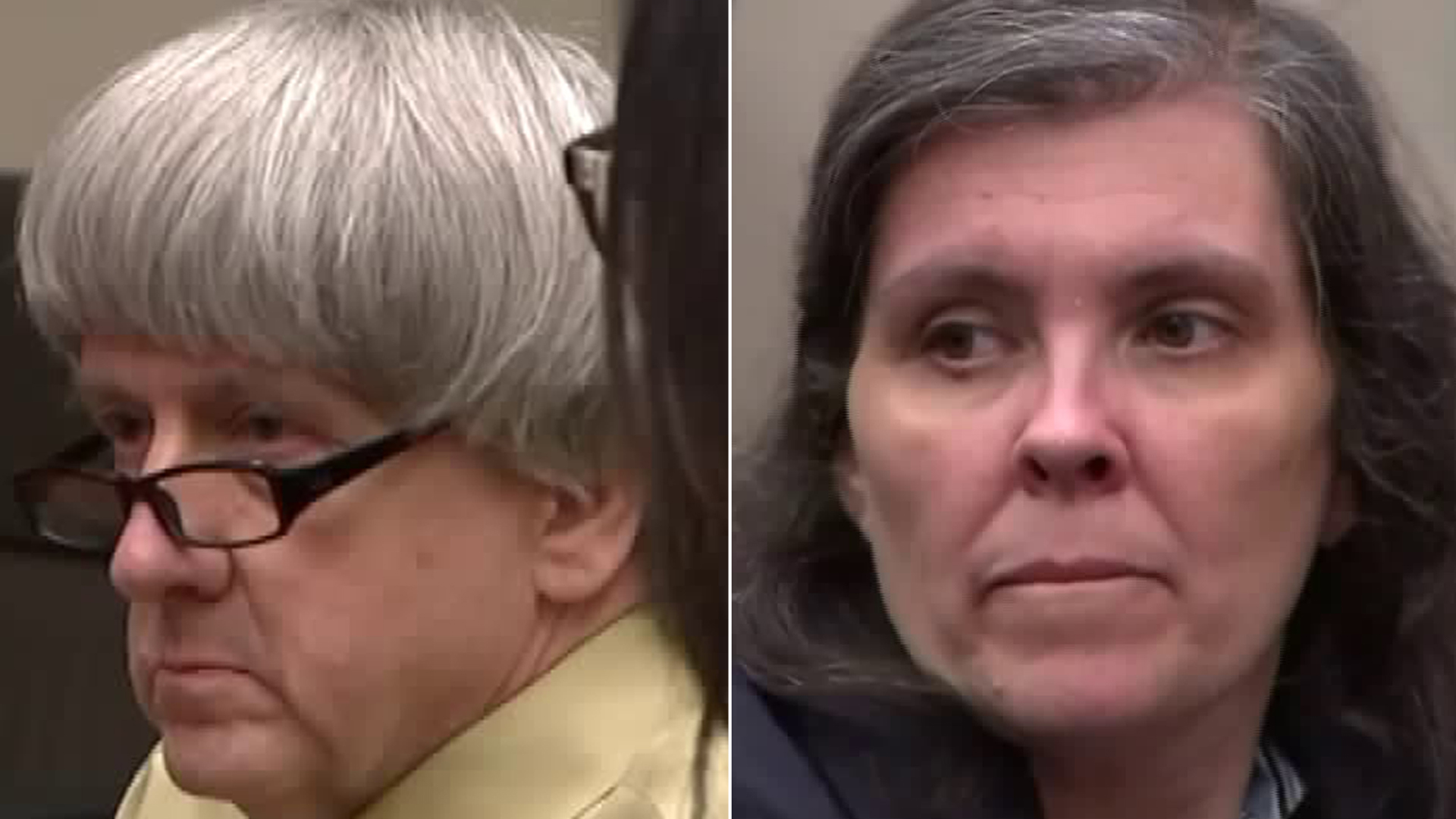 David Turpin and Louise Turpin are seen appearing in court and entering guilty pleas on Feb. 22, 2019. (Credit: KTLA)