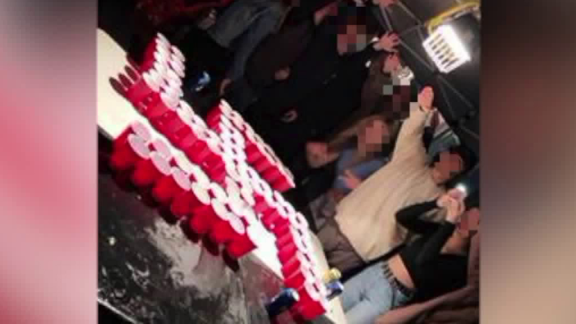 An image sent by a viewer shows teens giving a Nazi salute around a swastika made from red plastic cups.