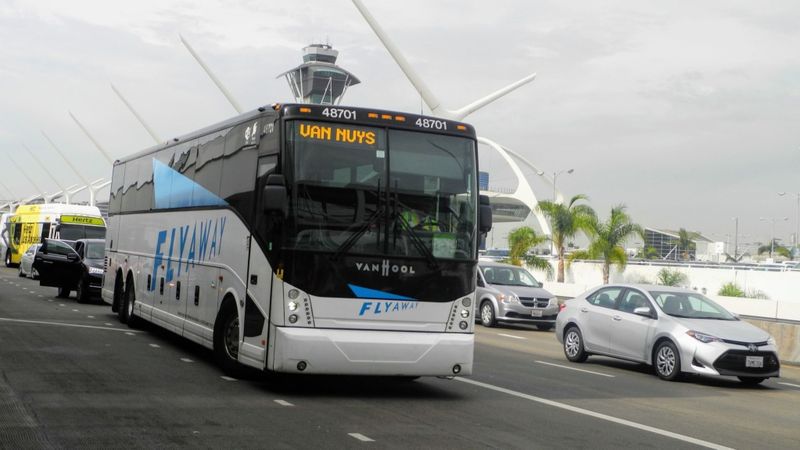 The FlyAway Bus is shown in an undated photo. (Credit: Catharine Hamm / Los Angeles Times)