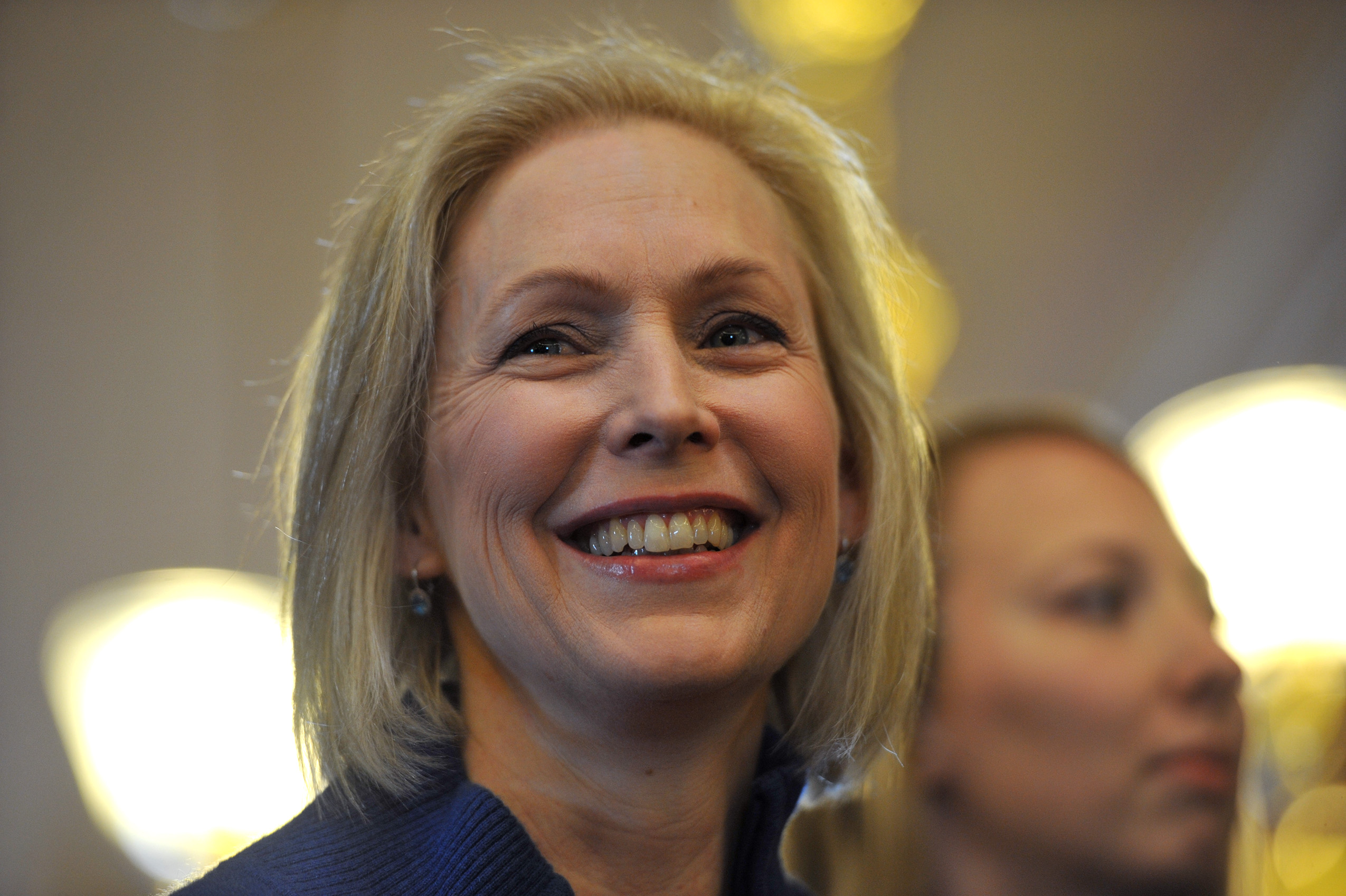 U.S. Sen. Kirsten Gillibrand (D-NY) speaks to a large crowd at the state capitol for the third annual Women's March on Jan. 19, 2019, in Des Moines, Iowa. (Credit: Steve Pope/Getty Images)