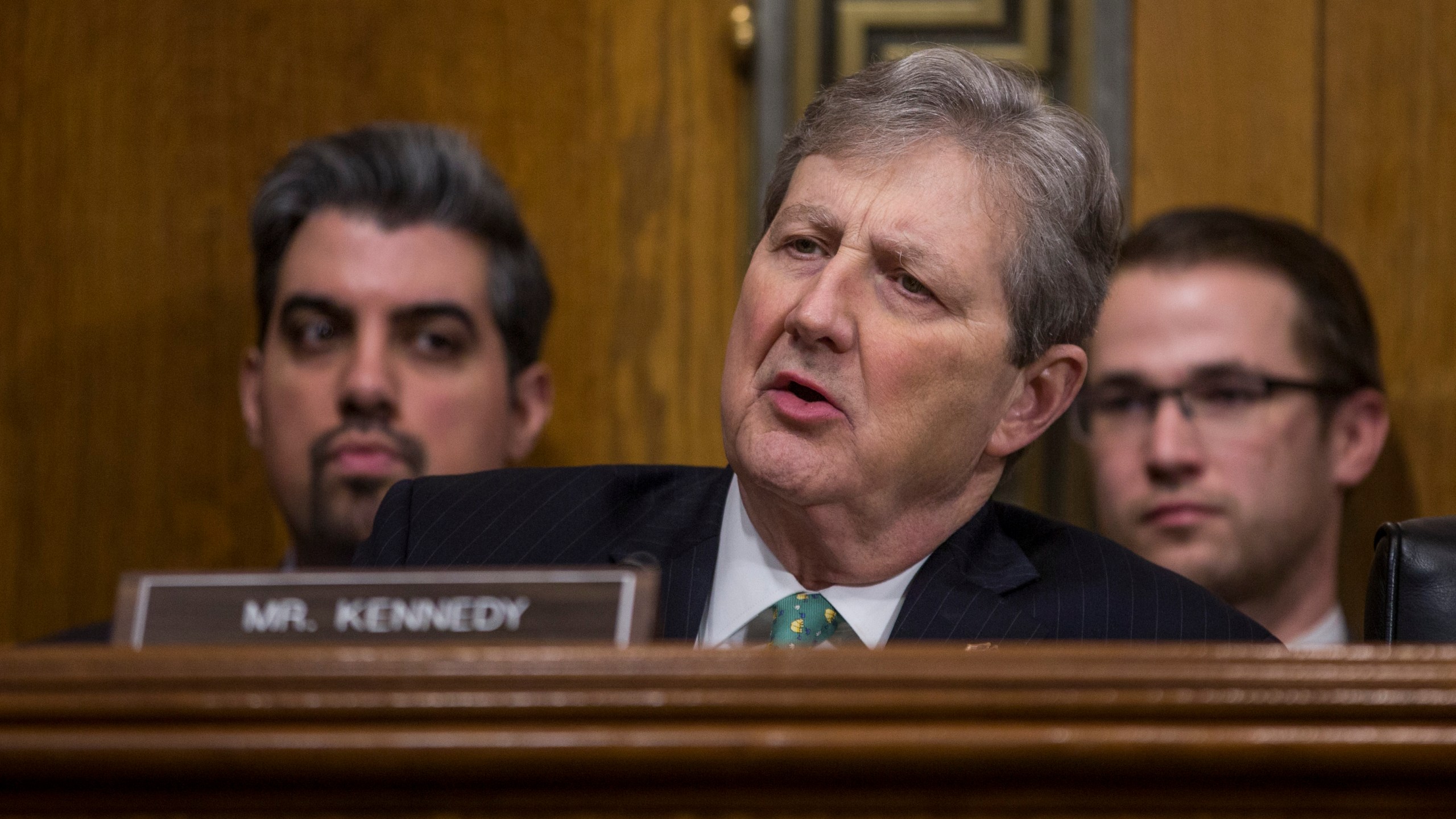 Sen. John Kennedy (R-LA) speaks during a Senate Judiciary confirmation hearing for Neomi Rao, President Donald Trump's nominee to be U.S. circuit judge for the District of Columbia Circuit, on Capitol Hill on February 5, 2019 in Washington, DC.(Credit: Zach Gibson/Getty Images)