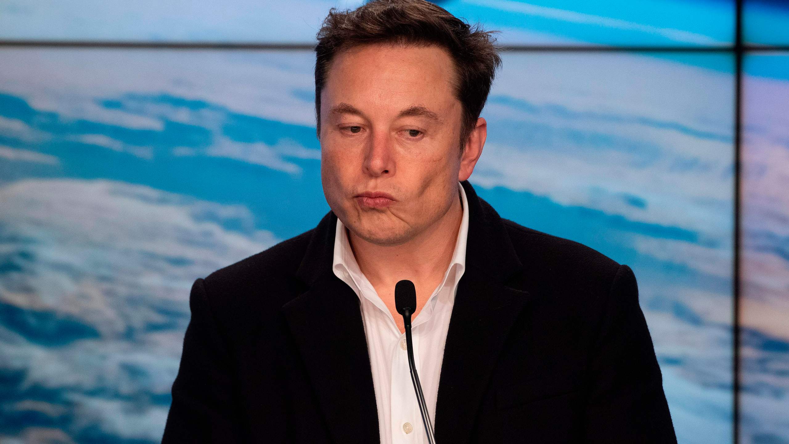 Elon Musk speaks during a press conference after the launch of SpaceX Crew Dragon Demo mission at the Kennedy Space Center in Florida on March 2, 2019. (Credit: JIM WATSON/AFP/Getty Images)