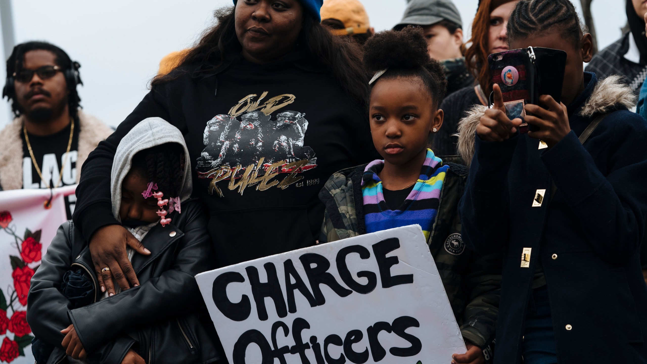 Demonstrators gathered outside of the Sacramento Police Department on March 2, 2019. (Credit: Mason Trinca / Getty Images)