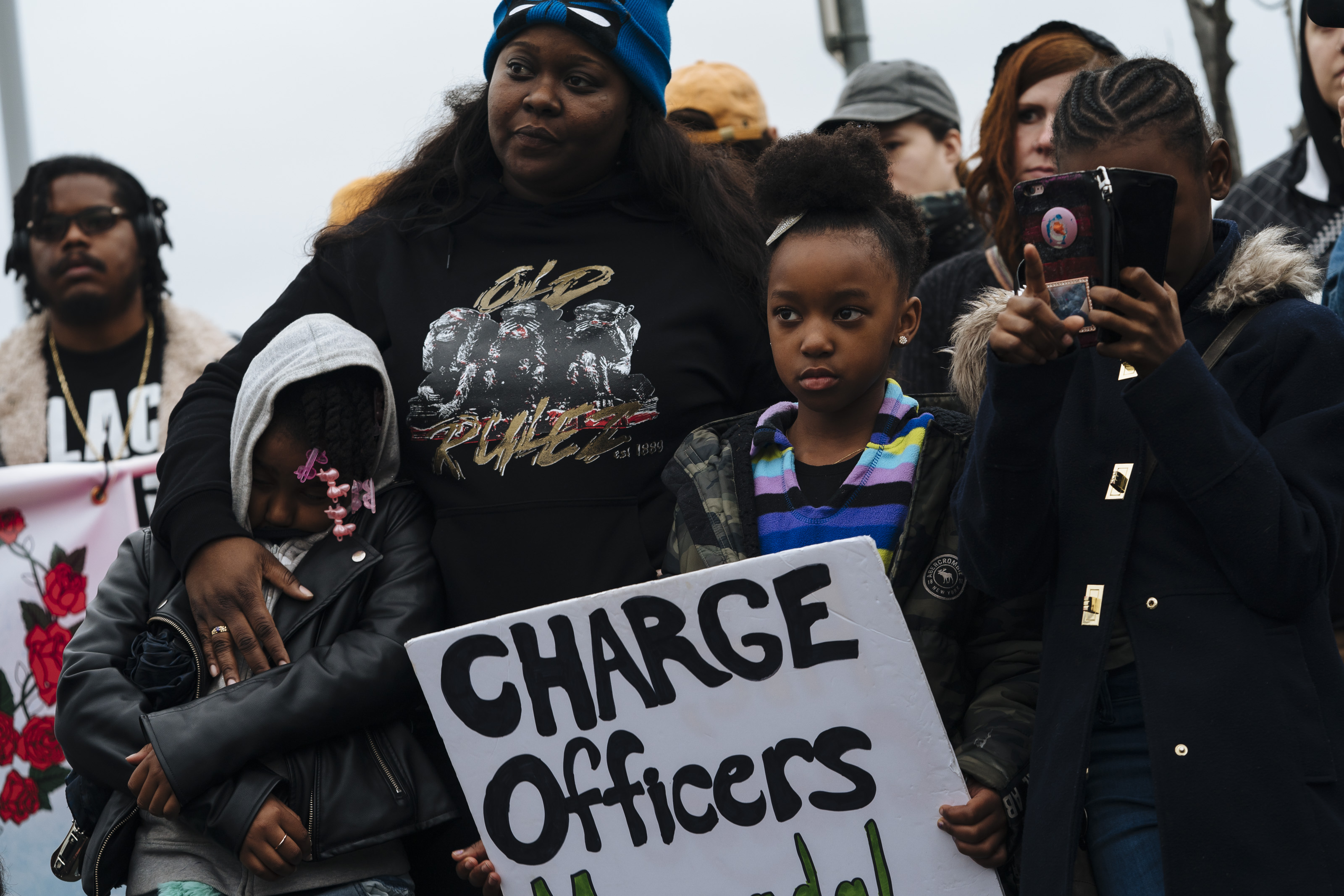 Demonstrators gathered outside of the Sacramento Police Department on March 2, 2019. (Credit: Mason Trinca / Getty Images)