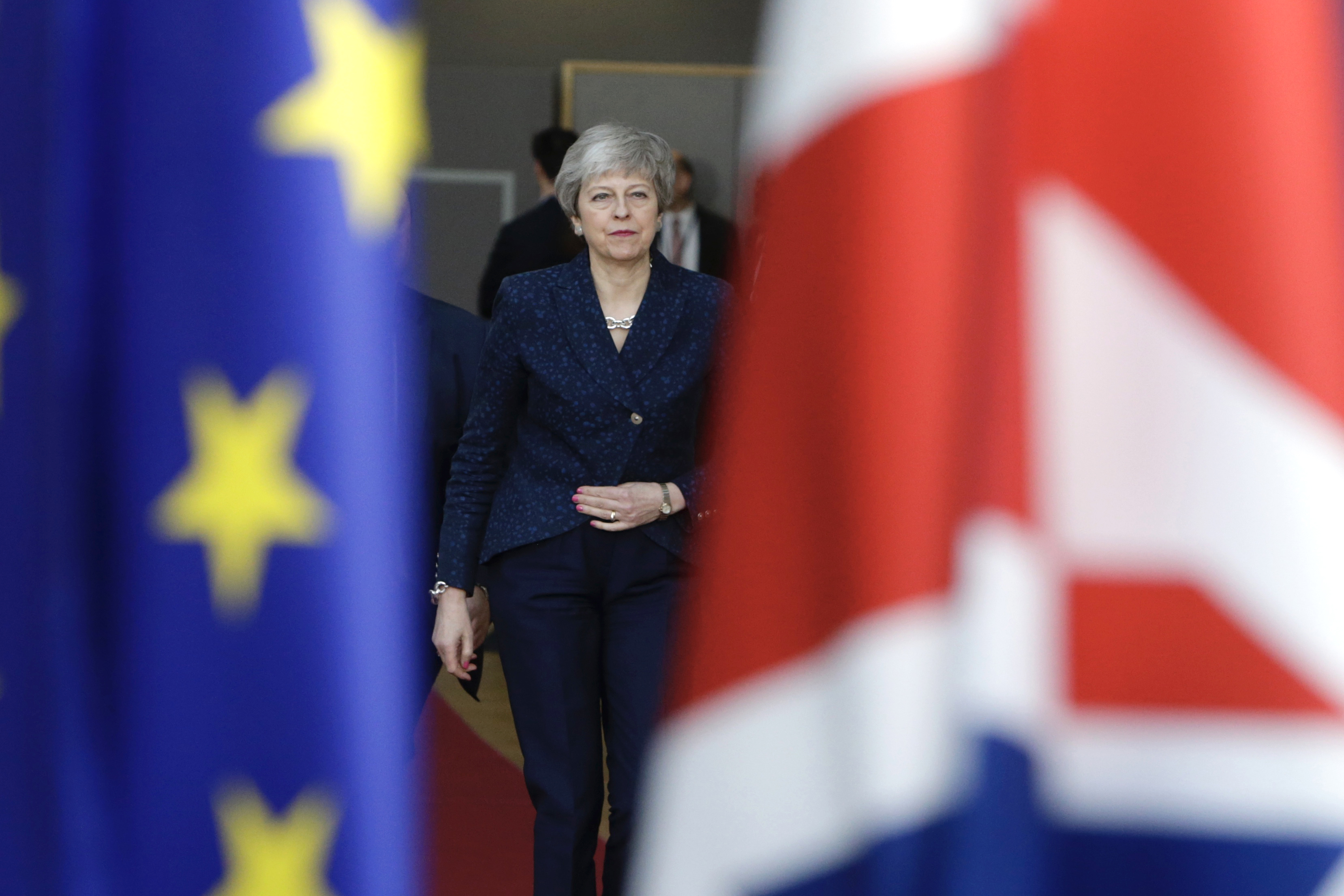 Britain's Prime Minister Theresa May arrives on March 21, 2019 in Brussels on the first day of an EU summit focused on Brexit. (Credit: ARIS OIKONOMOU/AFP/Getty Images)