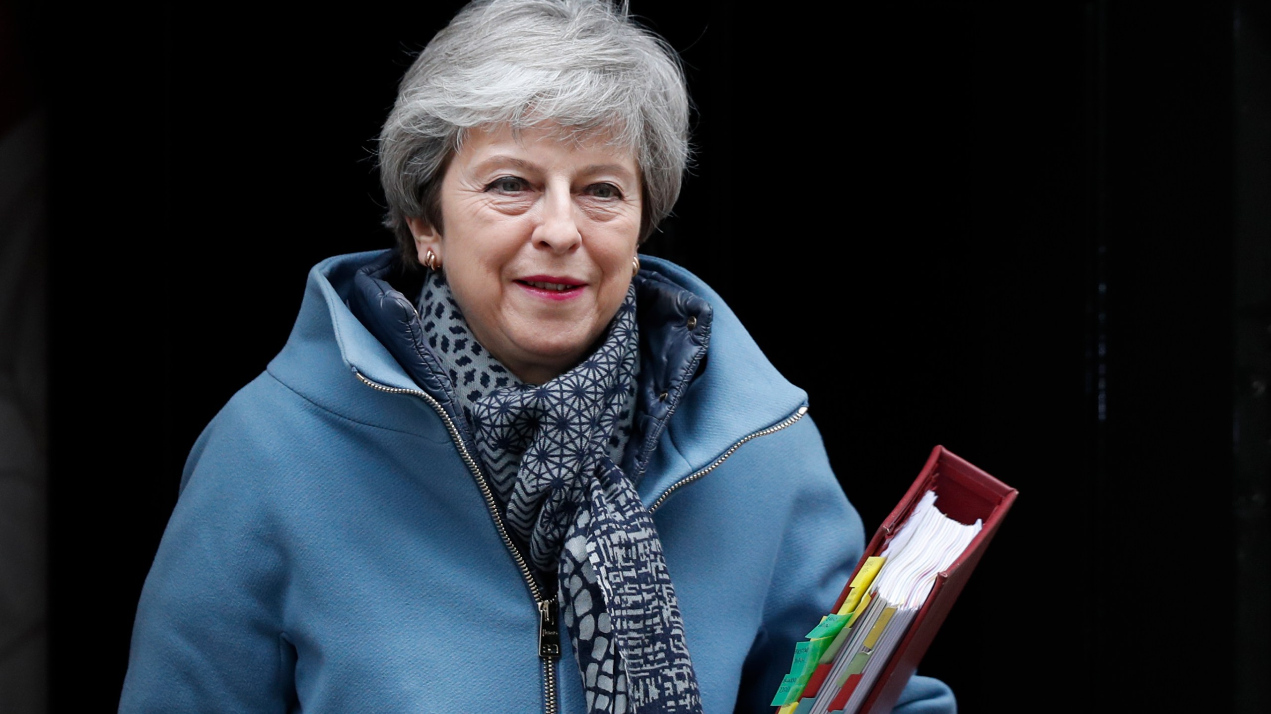 Britain's Prime Minister Theresa May leaves 10 Downing street for the weekly Prime Minister Question session in the House of Commons in London on March 27, 2019. (Credit: ADRIAN DENNIS/AFP/Getty Images)