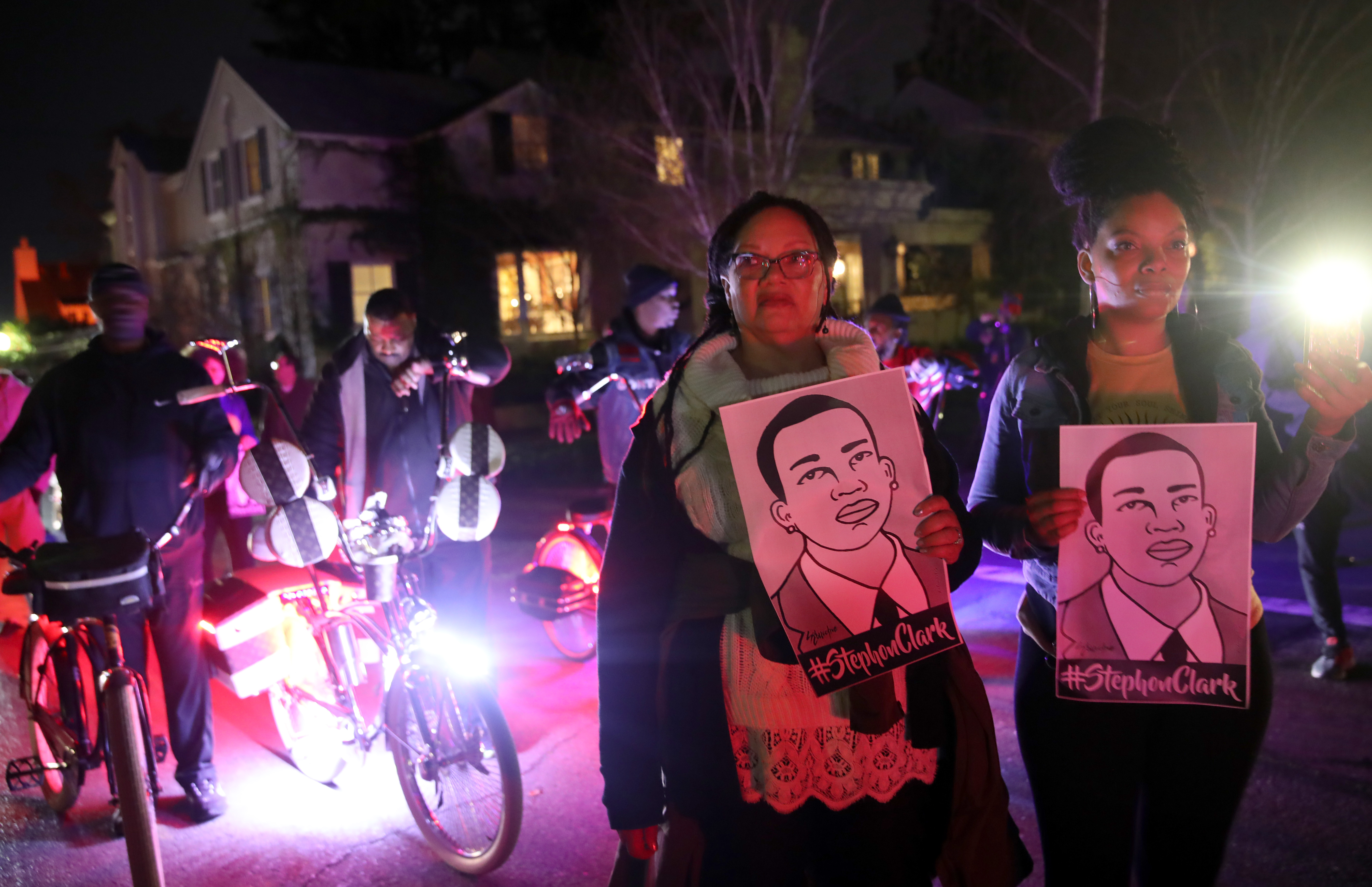 Black Lives Matter protesters march through the streets as they demonstrate the decision by Sacramento District Attorney to not charge the Sacramento police officers who shot and killed Stephon Clark last year on March 4, 2019 in Sacramento. (Credit: Justin Sullivan/Getty Images)