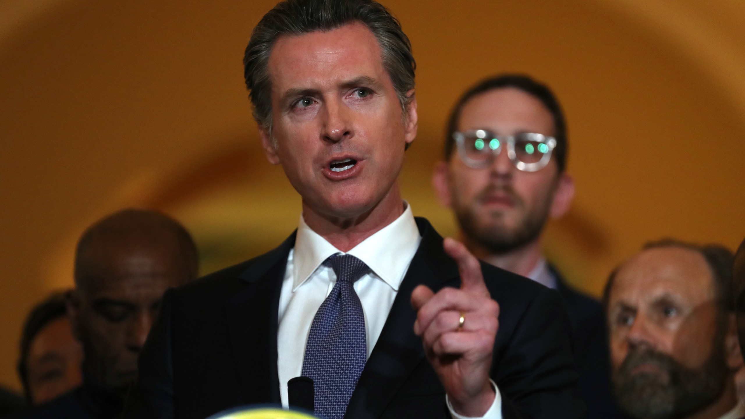 California Gov. Gavin Newsom speaks during a news conference at the Capitol in Sacramento on March 13, 2019. (Justin Sullivan / Getty Images)