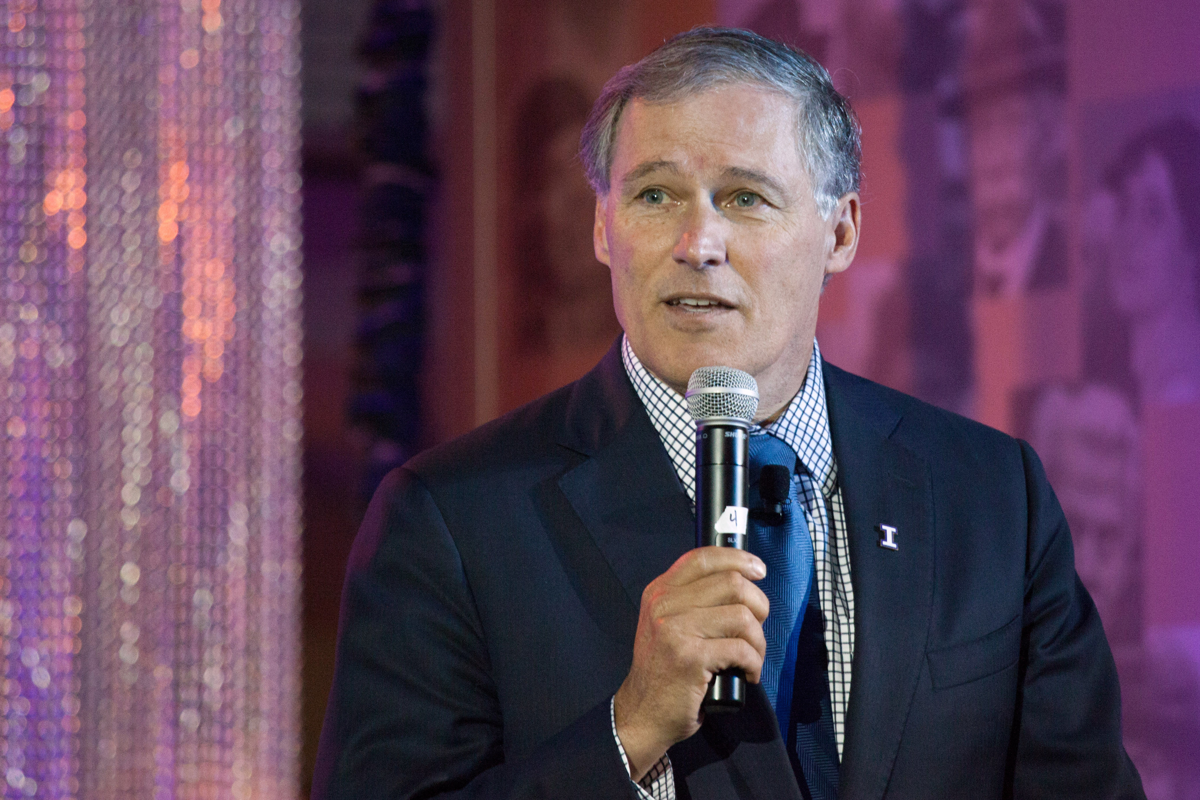 Washington Governor Jay Inslee addresses the crowd during a launch event for the Bezos Center for Innovation at the Museum of History and Industry on October 11, 2013 in Seattle, Washington. (Credit: David Ryder/Getty Images)