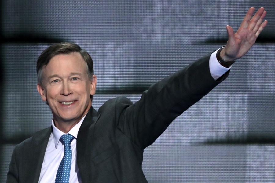 Colorado Governor John Hickenlooper (D-CO) waves to the crowd as he arrives on stage to deliver remarks on the fourth day of the Democratic National Convention at the Wells Fargo Center, July 28, 2016 in Philadelphia, Pennsylvania. (Credit: Alex Wong/Getty Images)