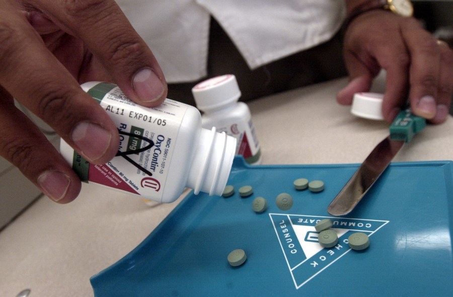 The prescription medicine OxyContin is displayed on Aug. 21, 2001 at a Walgreens drugstore in Brookline, MA. (Credit: Darren McCollester/Getty Images)