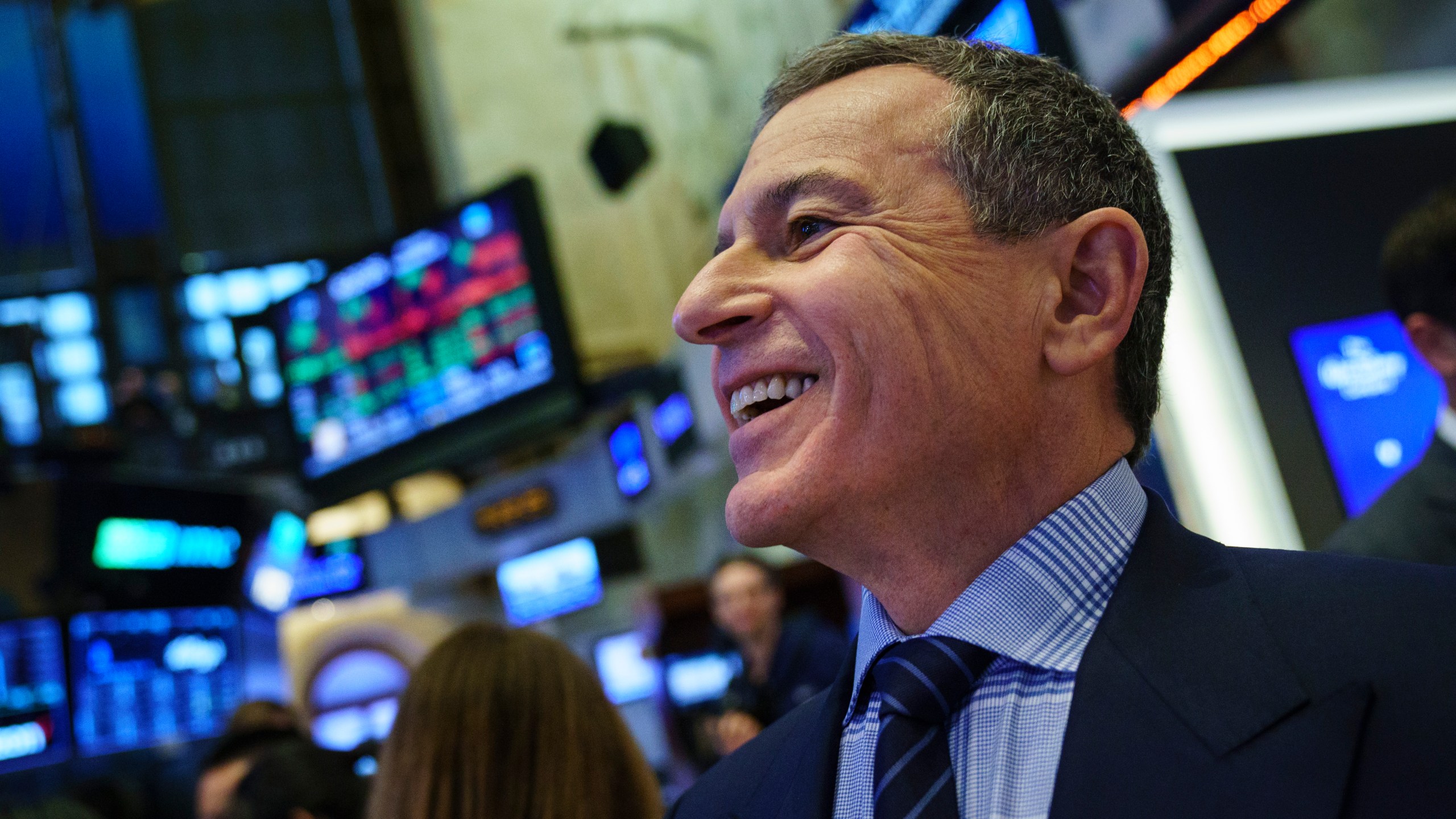 Bob Iger appears at the New York Stock Exchange before ringing the opening bell on Nov. 27, 2017 in New York City. (Credit: Angerer/Getty Images)