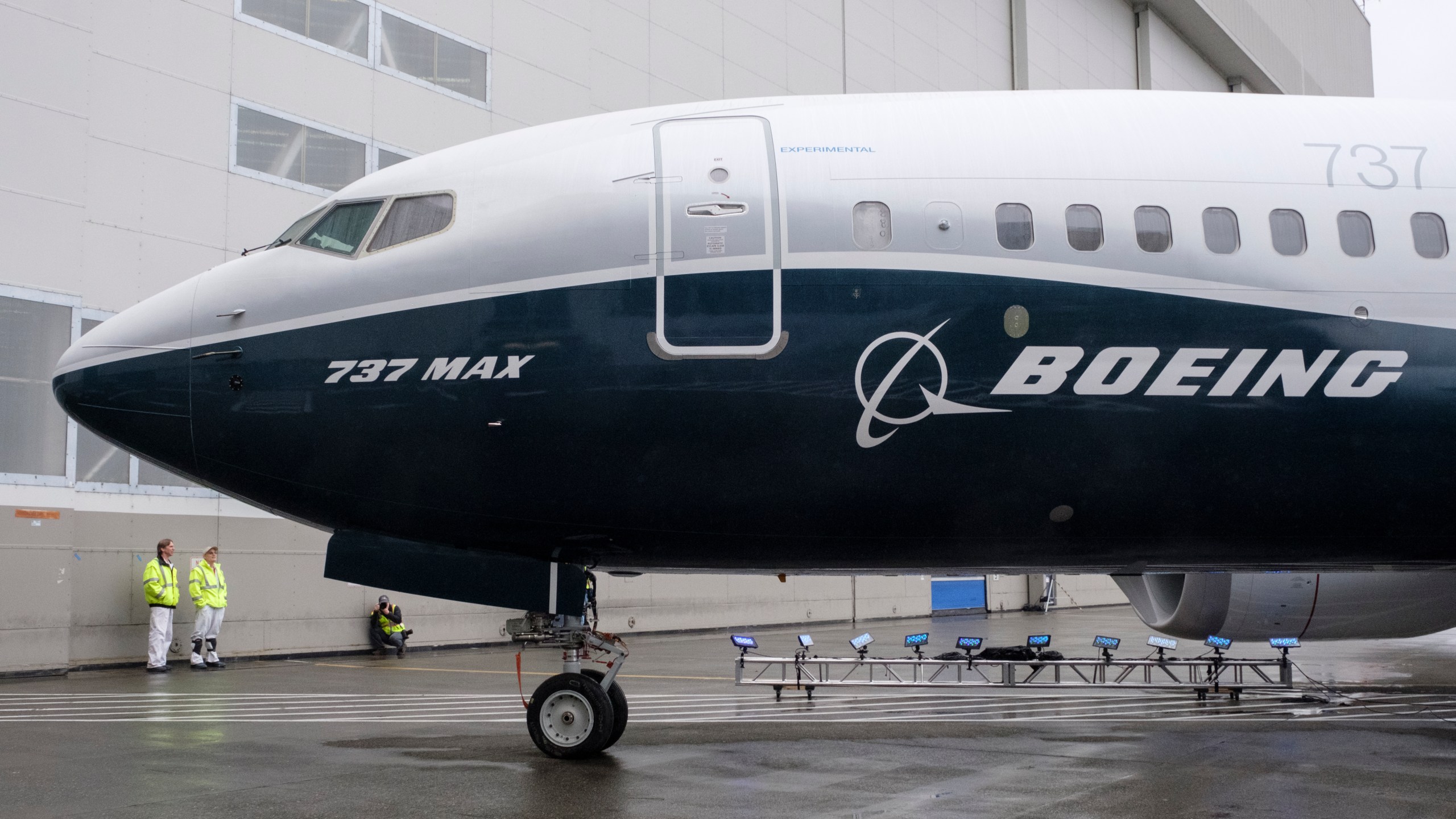 The first Boeing 737 MAX 7 aircraft sits on the tarmac outside of the Boeing factory on Feb. 5, 2018 in Renton, Washington. (Credit: Stephen Brashear/Getty Images)