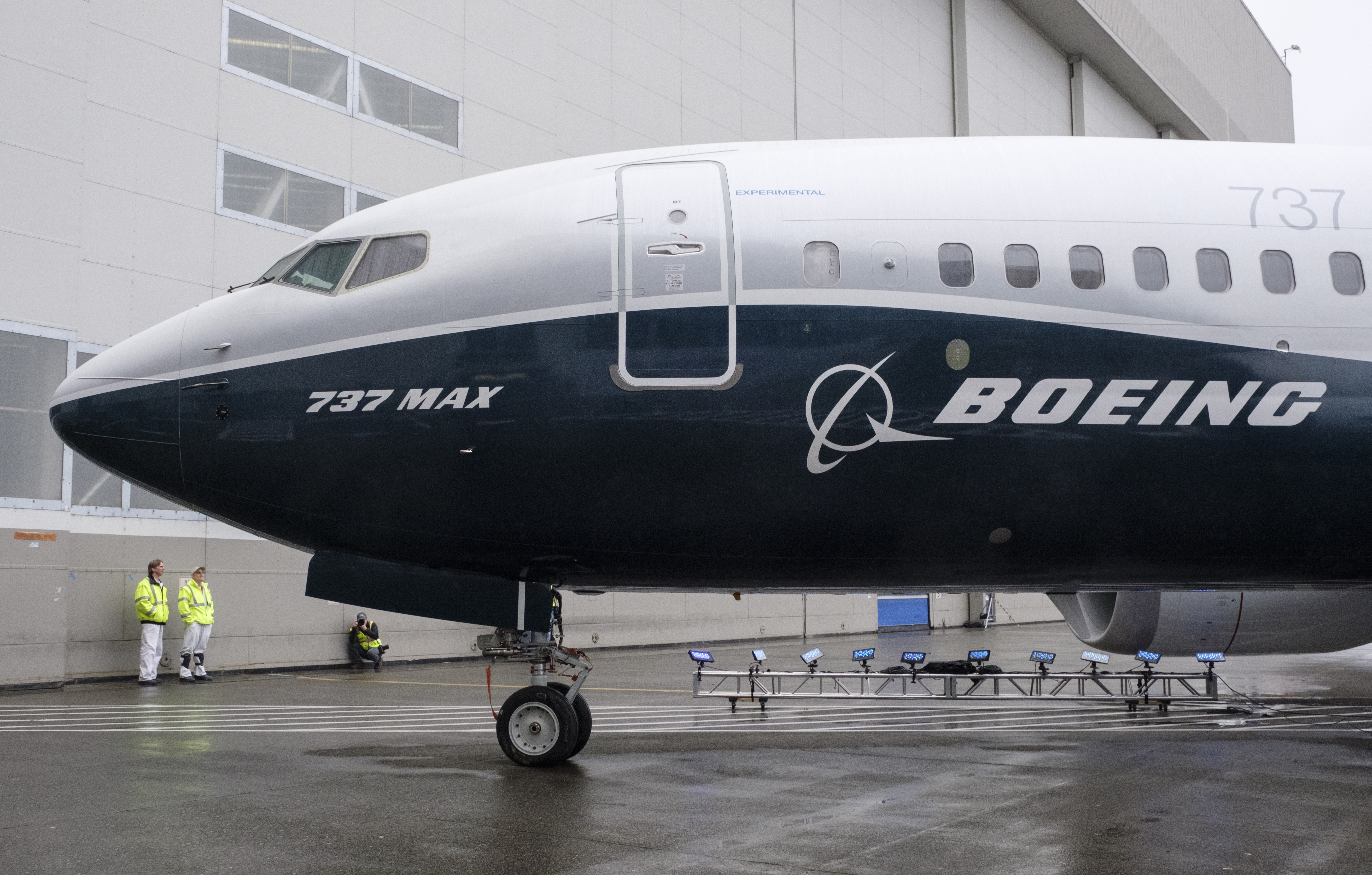 The first Boeing 737 MAX 7 aircraft sits on the tarmac outside of the Boeing factory on Feb. 5, 2018 in Renton, Washington. (Credit: Stephen Brashear/Getty Images)